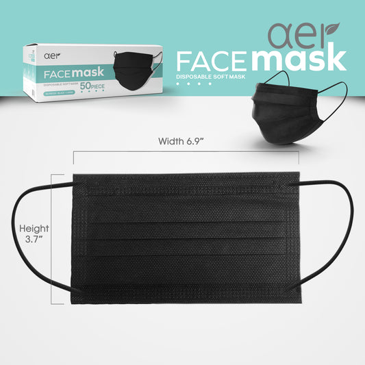 AEI 3-Ply Adult Face Mask Black